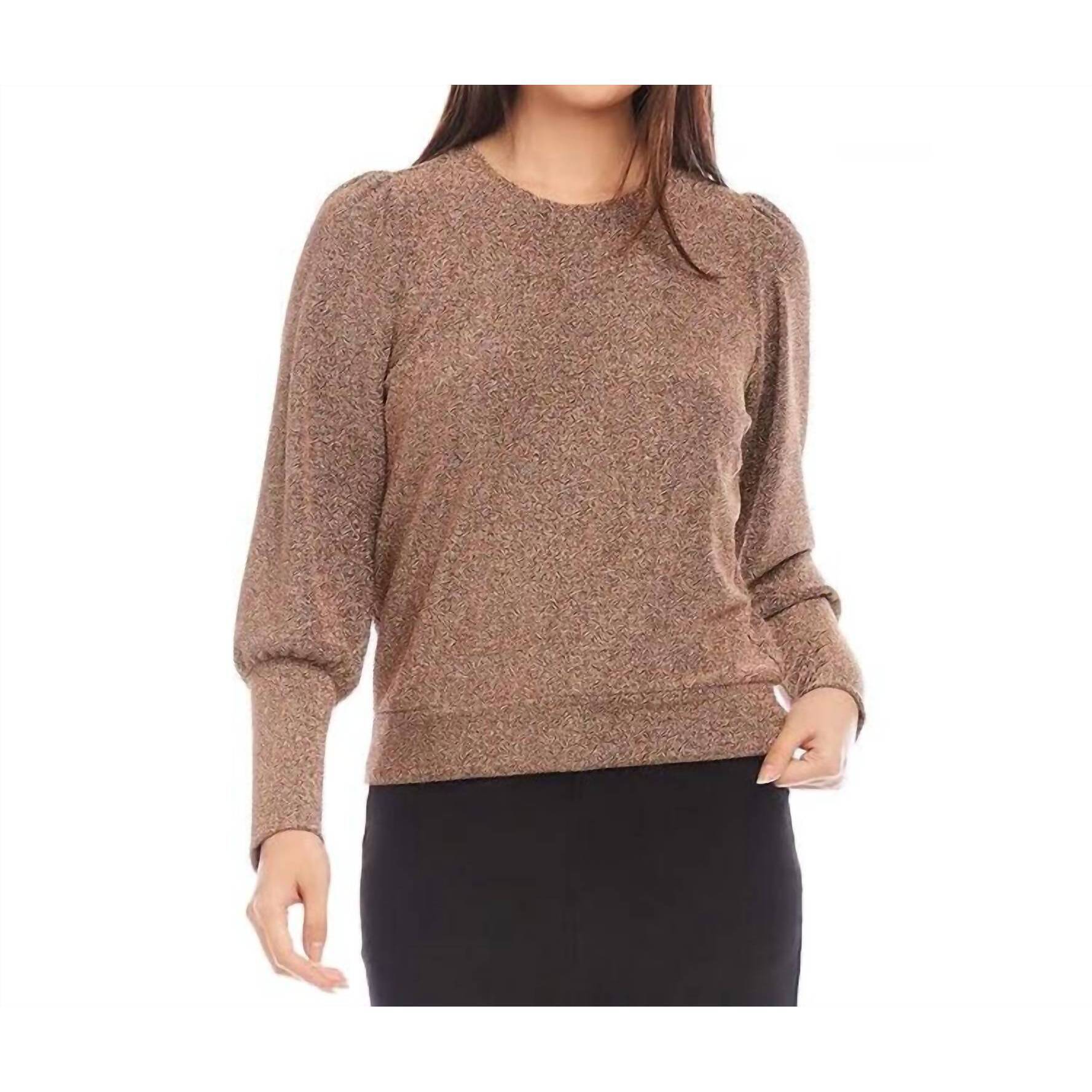 New Karen Kane Glitter Girl Top In Brown
